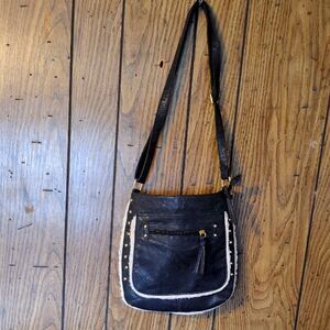 Stylish Black Leather Shoulder Bag Apt 9